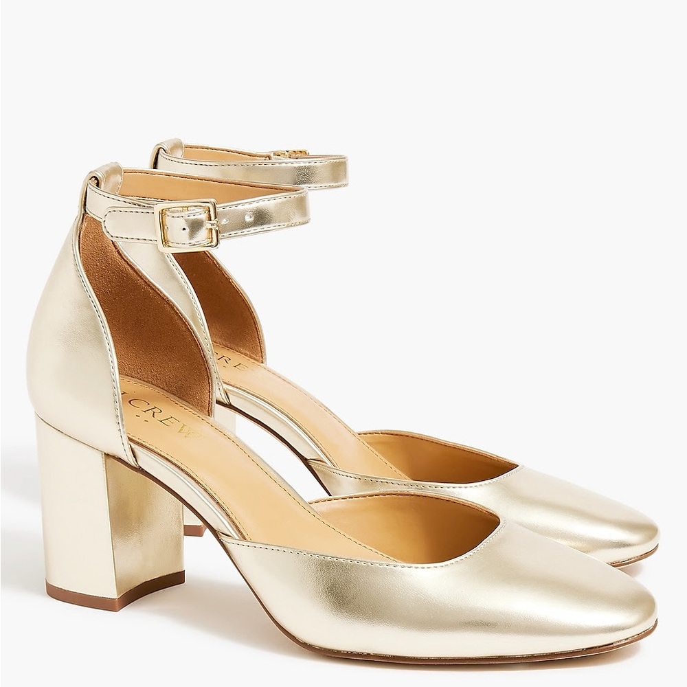 J. Crew Gold Block Heel Pumps